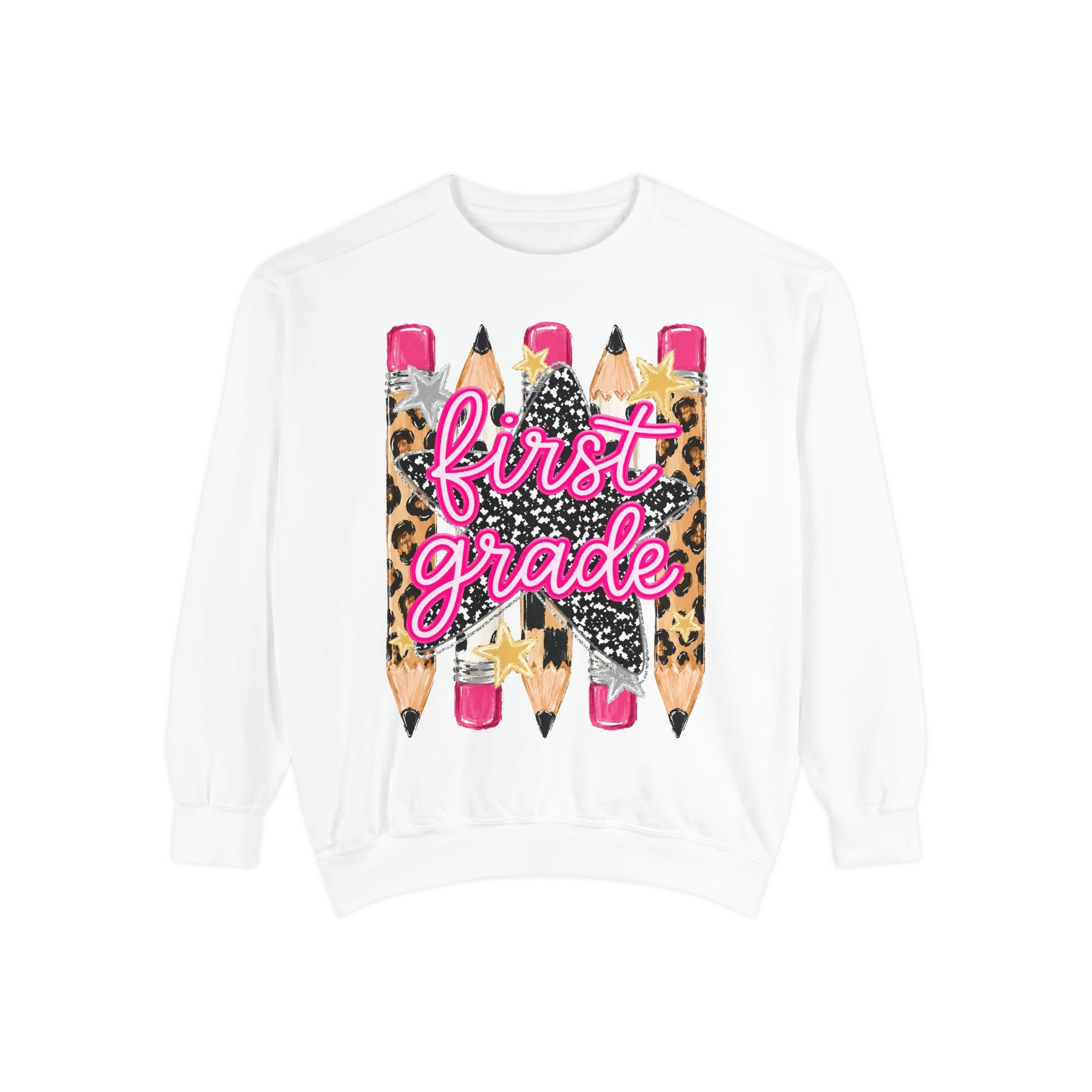 First Grade Leopard Pencil Sweatshirt
