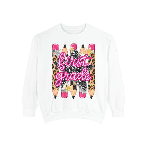 First Grade Leopard Pencil Sweatshirt