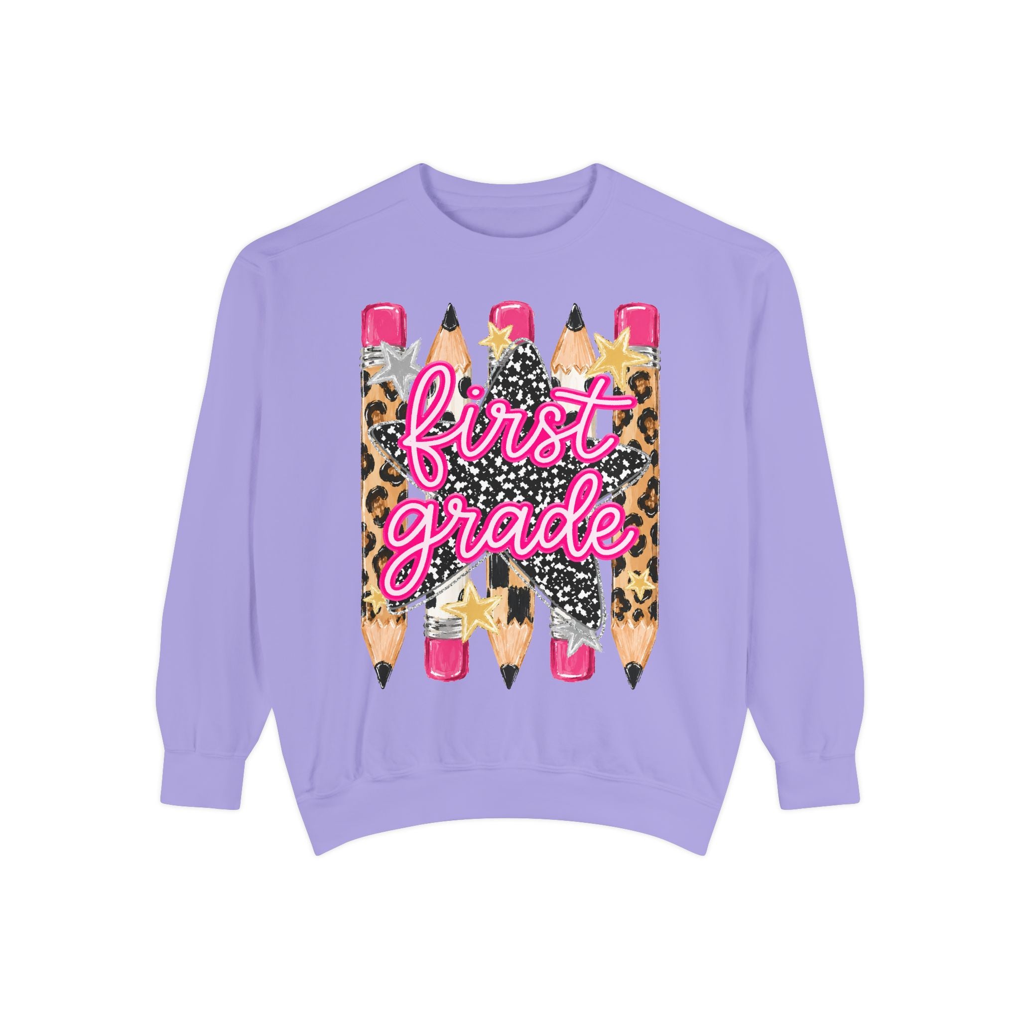 First Grade Leopard Pencil Sweatshirt