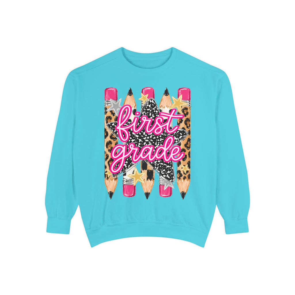First Grade Leopard Pencil Sweatshirt