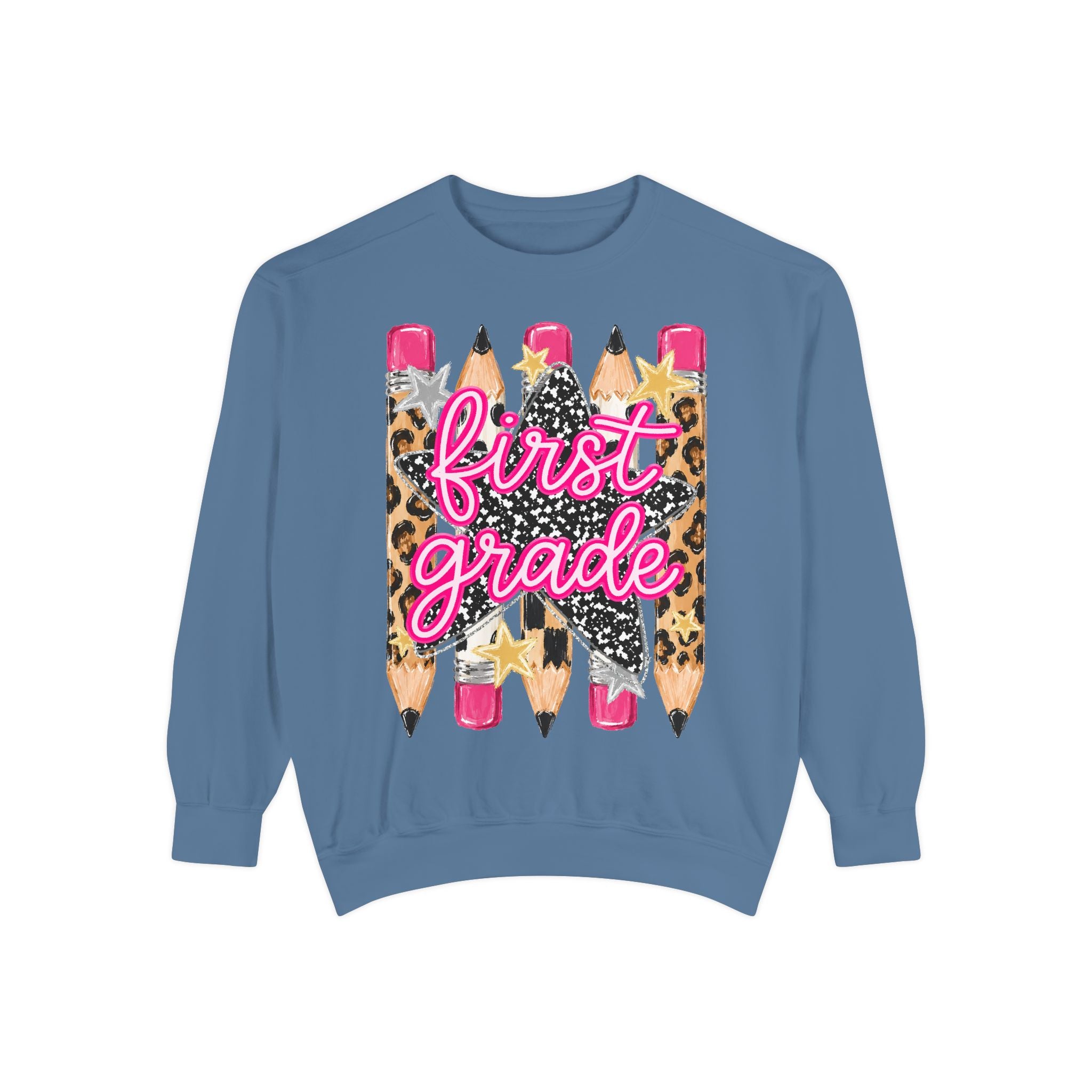 First Grade Leopard Pencil Sweatshirt