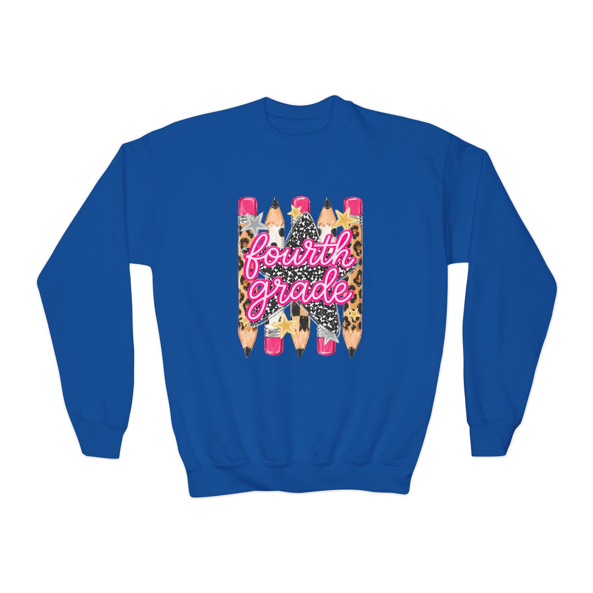 Fourth Grade Pencils Leopard Youth Crewneck Sweatshirt