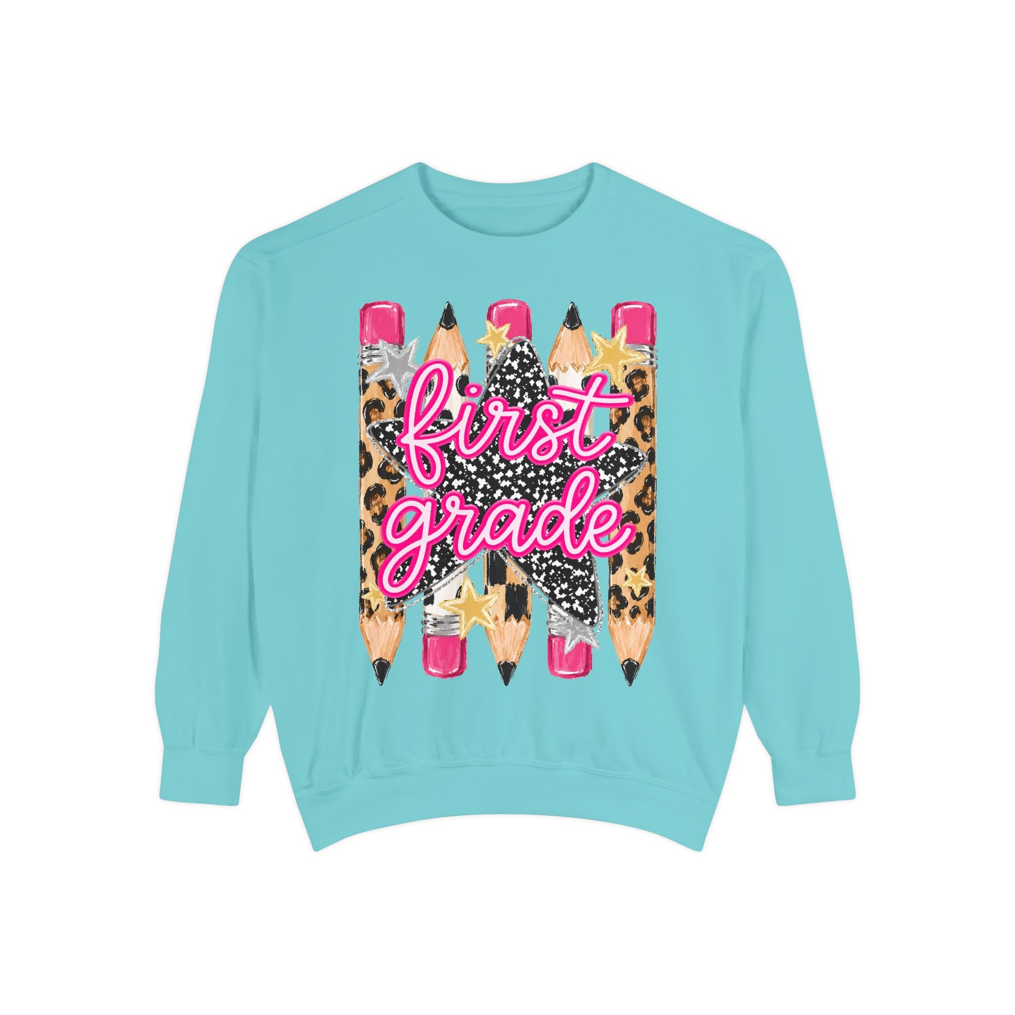 First Grade Leopard Pencil Sweatshirt