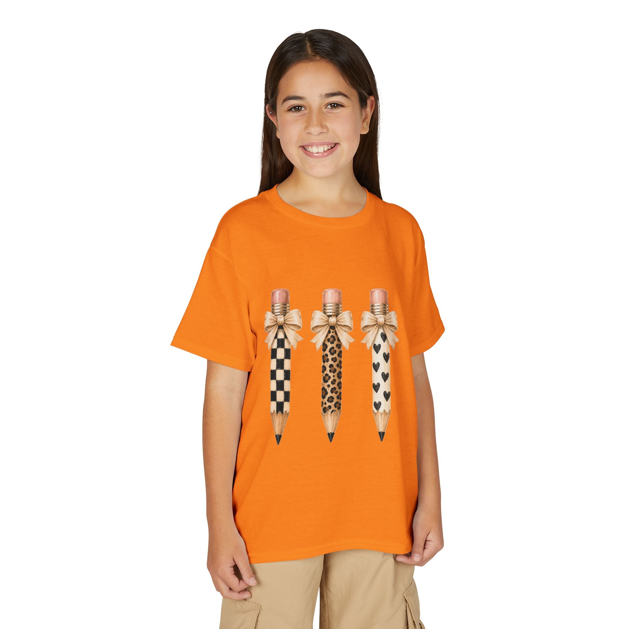 Youth Pencil Trio — Patterned Pencils with Bows (Checker, Leopard, Hearts)