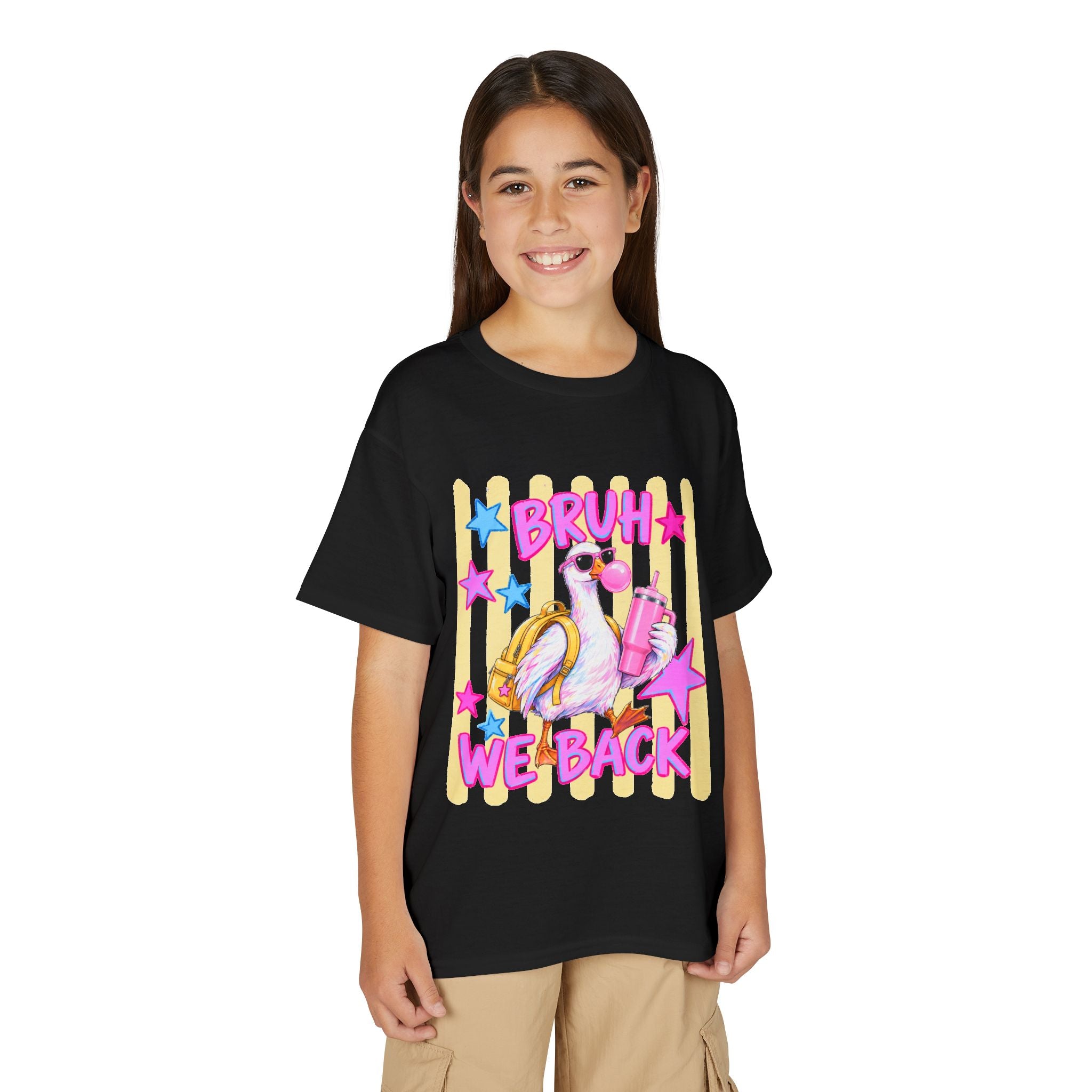 Youth T-Shirt — 'Bruh We Back' Flamingo Graphic