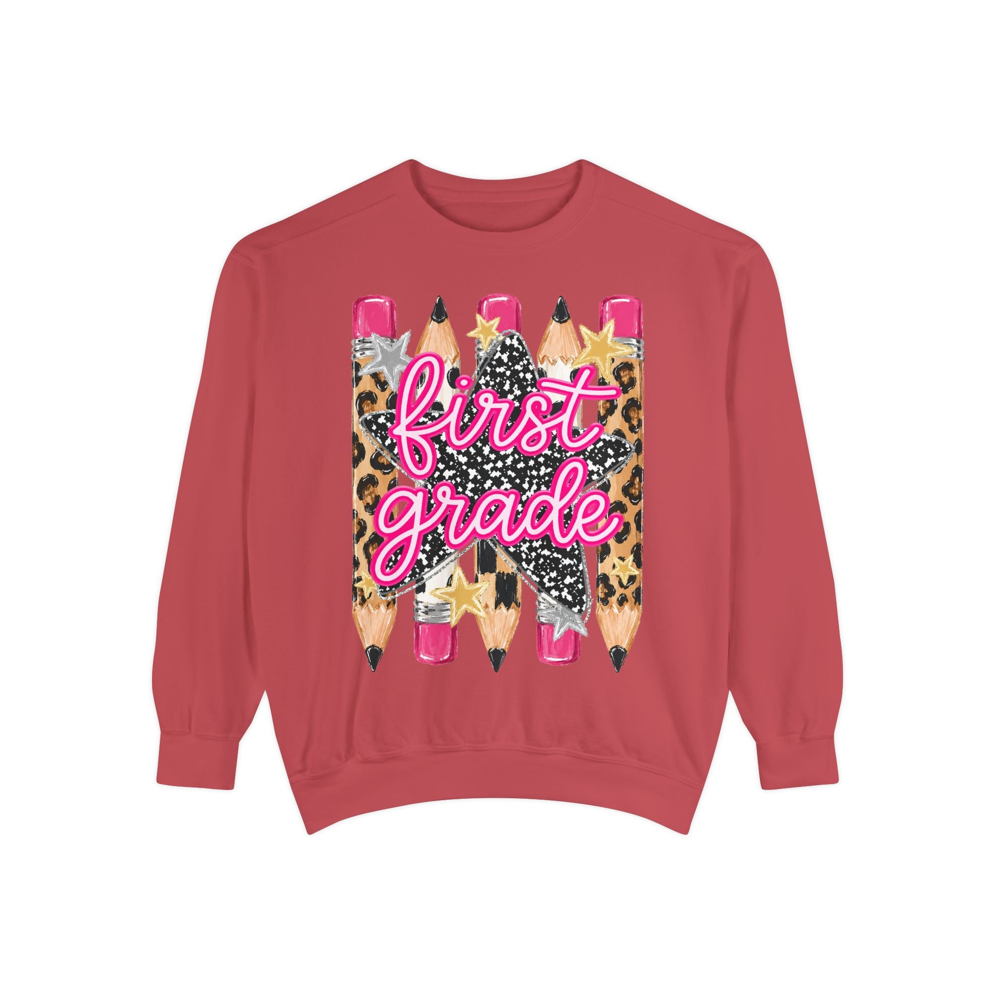 First Grade Leopard Pencil Sweatshirt