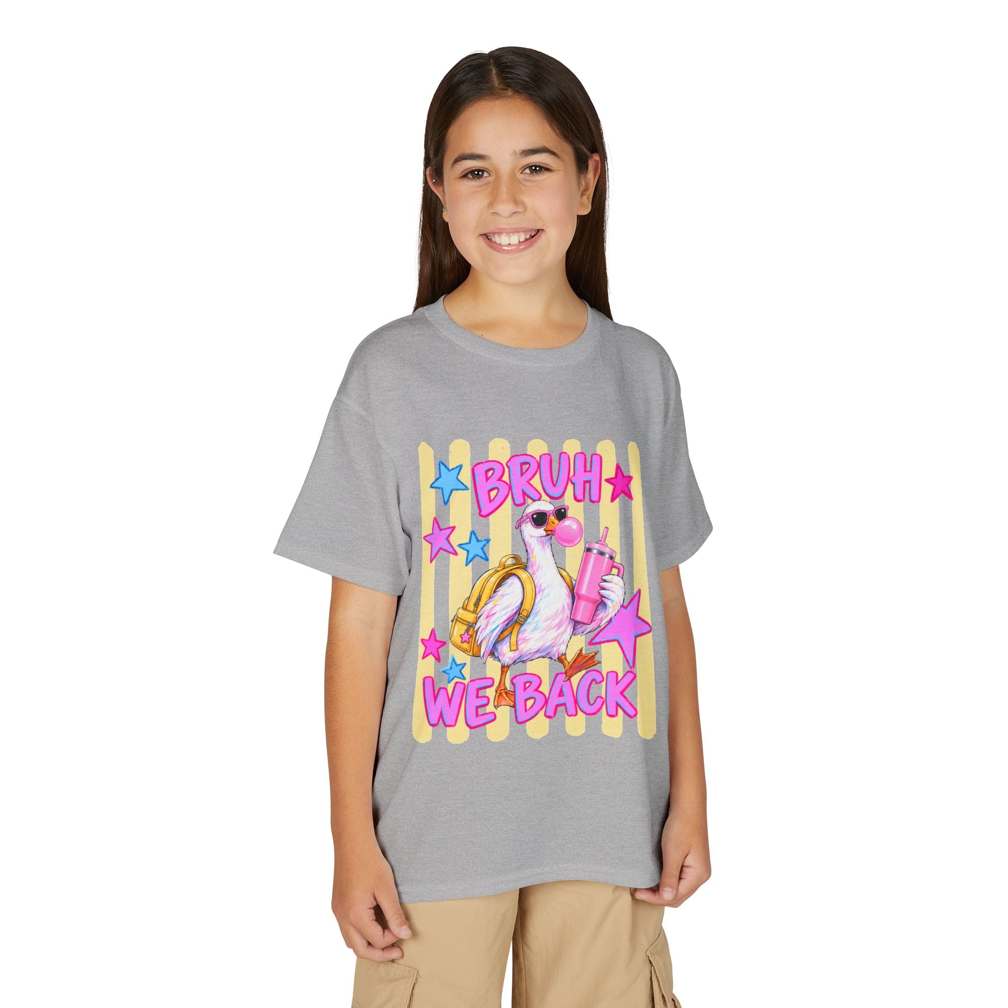 Youth T-Shirt — 'Bruh We Back' Flamingo Graphic