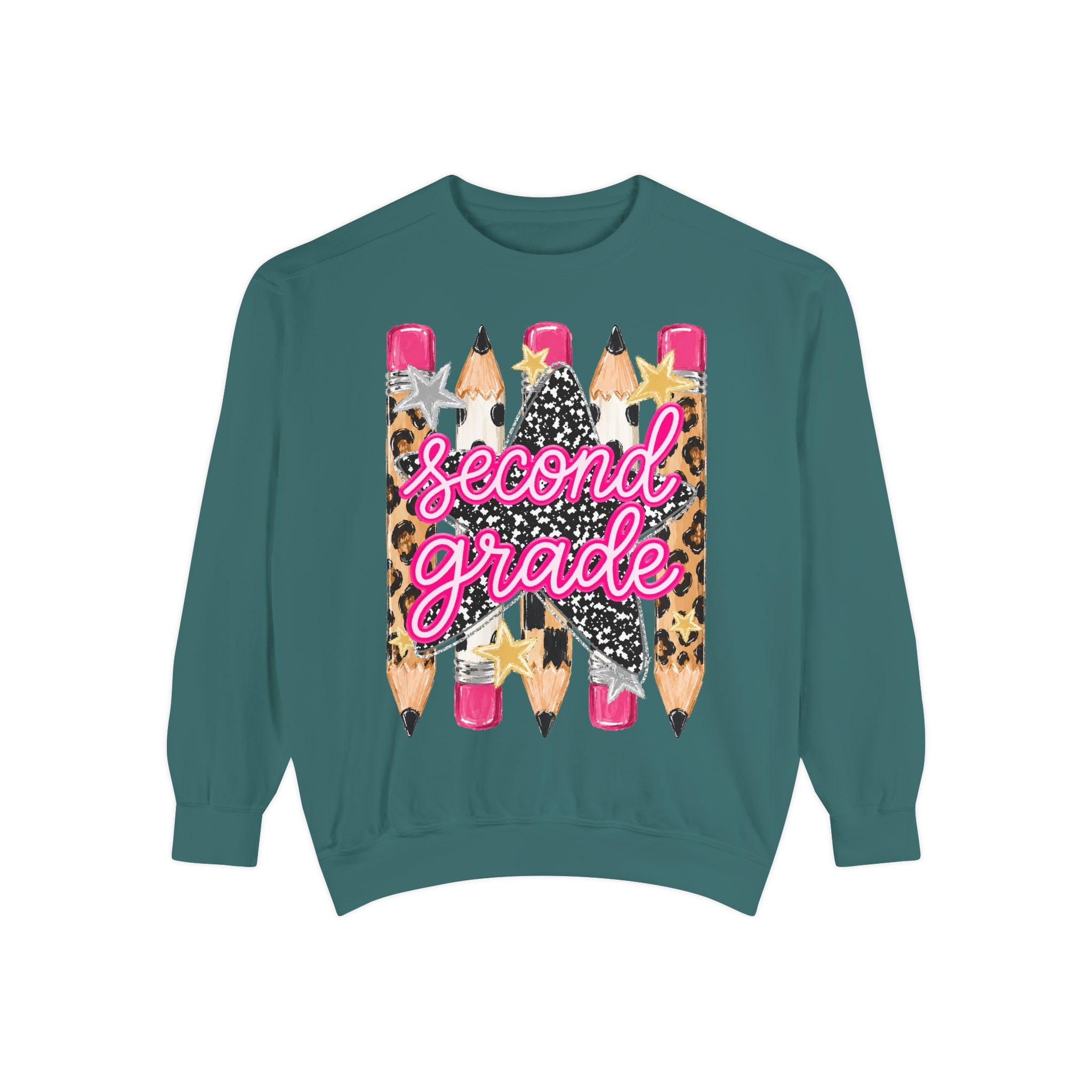 Second Grade Leopard Pencil Sweatshirt