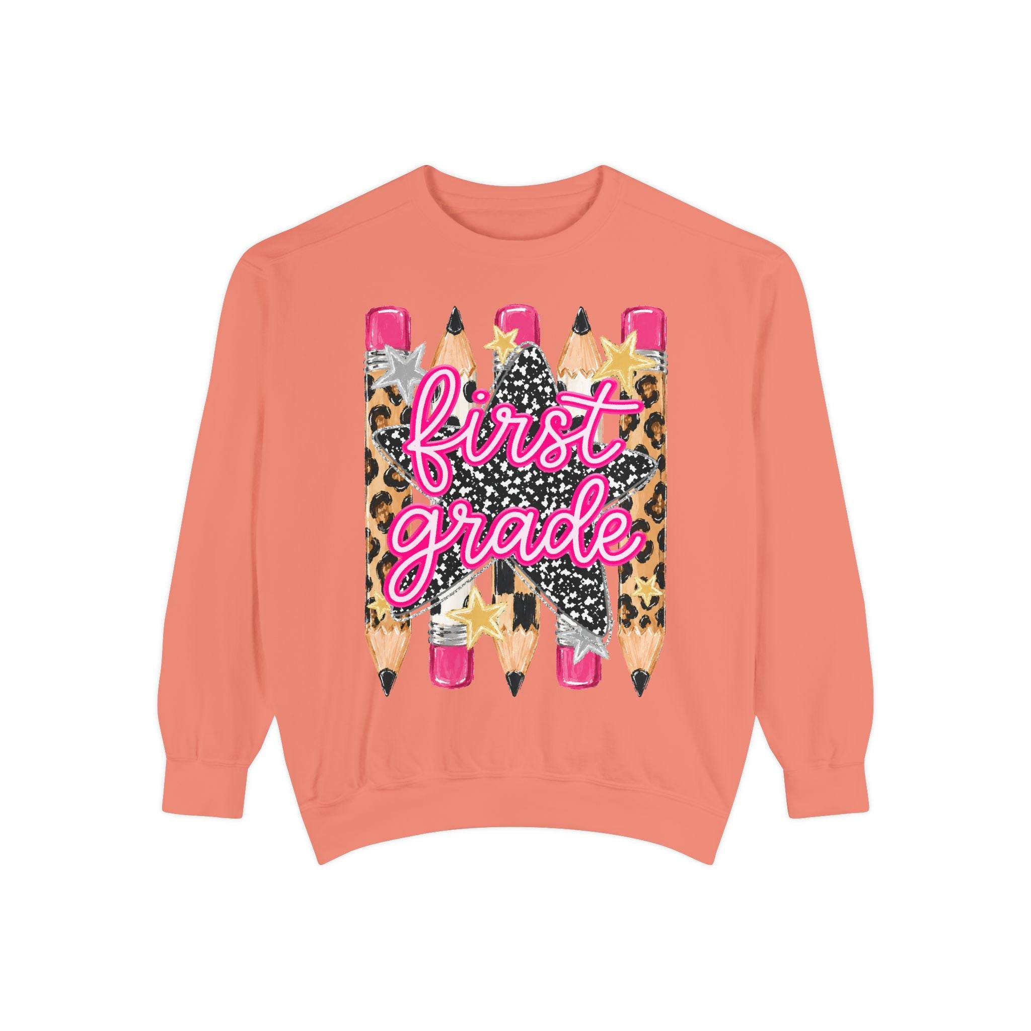 First Grade Leopard Pencil Sweatshirt