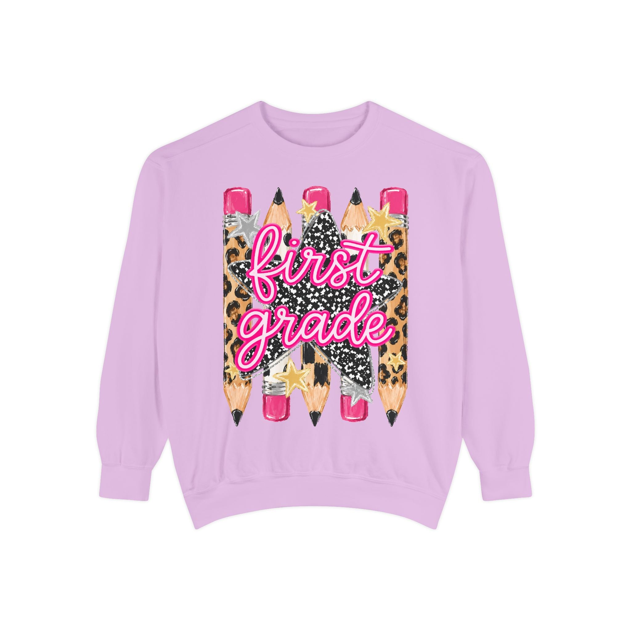 First Grade Leopard Pencil Sweatshirt