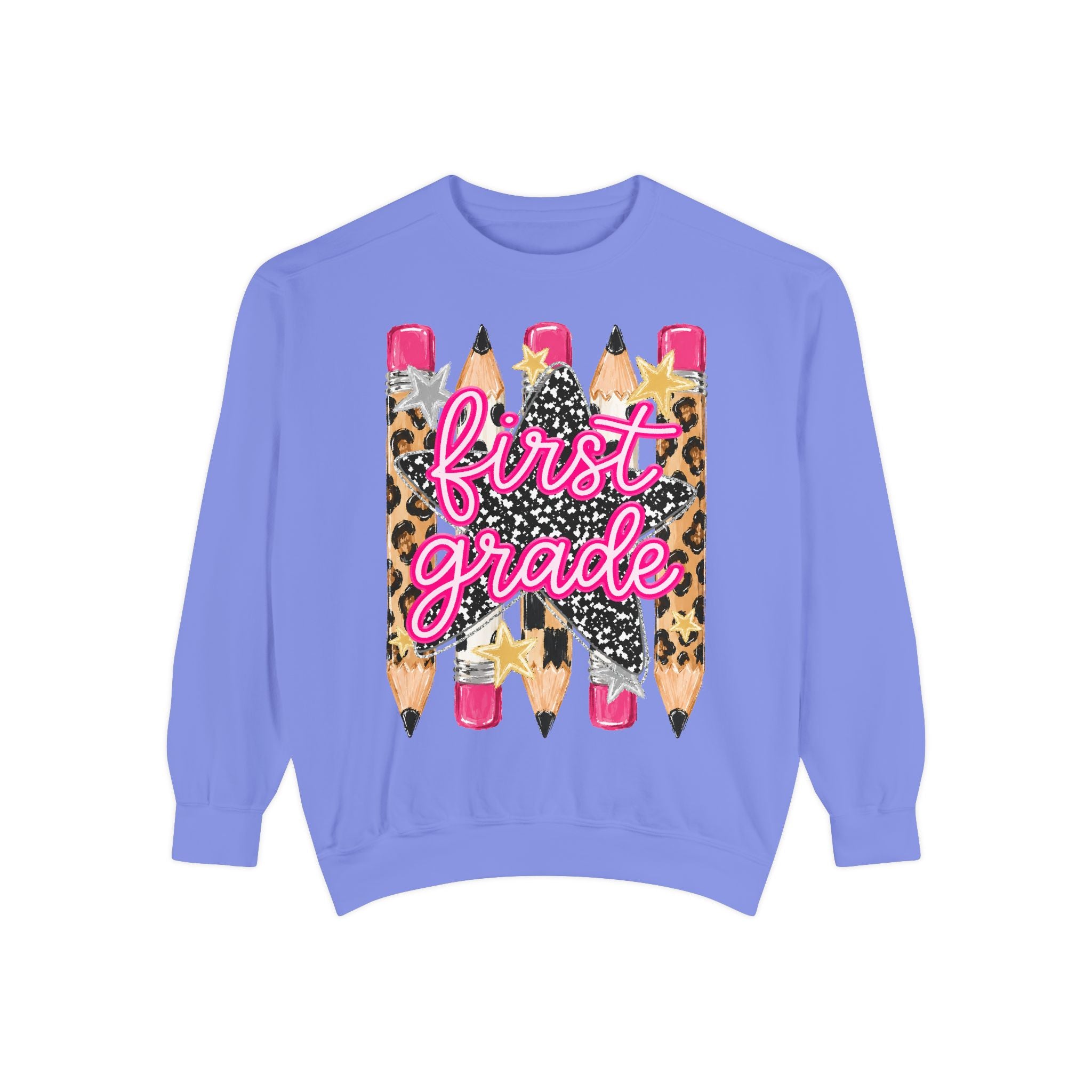 First Grade Leopard Pencil Sweatshirt