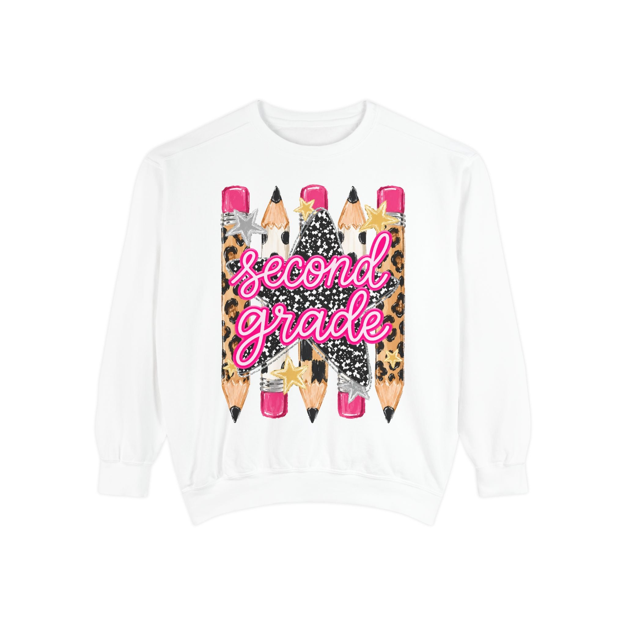 Second Grade Leopard Pencil Sweatshirt