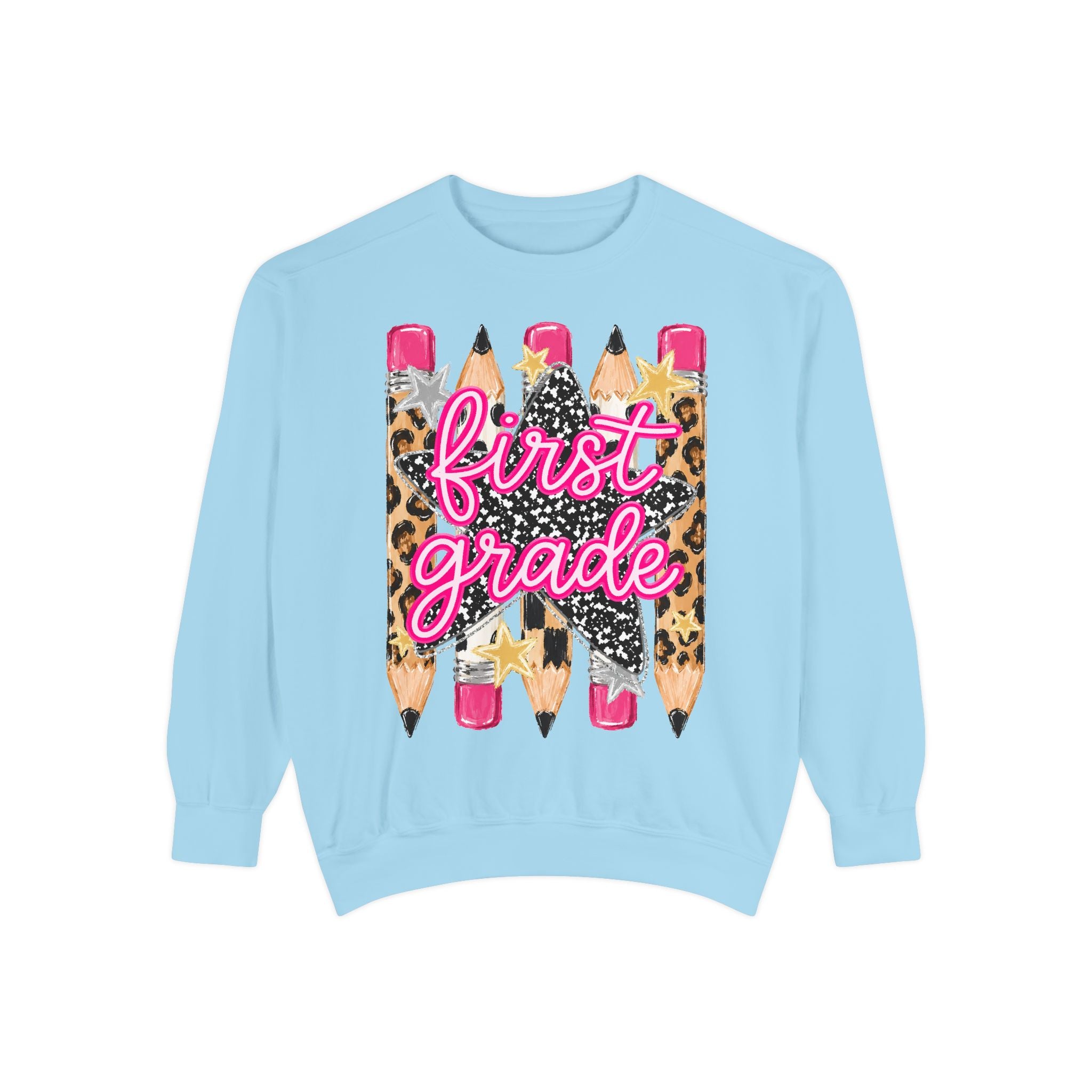 First Grade Leopard Pencil Sweatshirt
