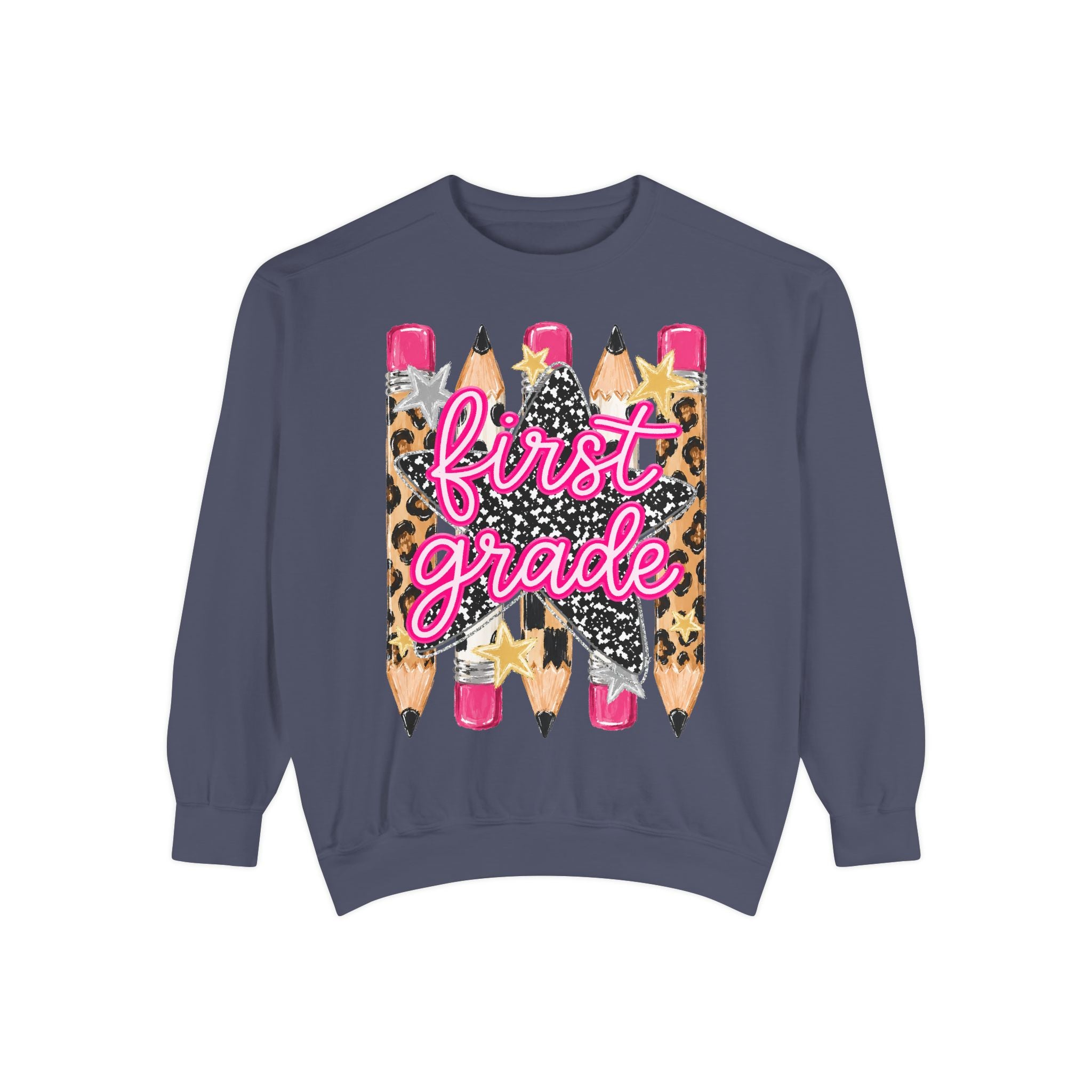 First Grade Leopard Pencil Sweatshirt